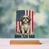 Shih Tzu Vader Patriottisch Vintage Hond Shirt Ont Acryl Bord (Neutraal)