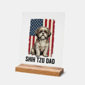 Shih Tzu Vader Patriottisch Vintage Hond Shirt Ont Acryl Bord (Hoek)