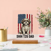 Shih Tzu Vader Patriottisch Vintage Hond Shirt Ont Acryl Bord (Huwelijk)