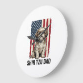 Shih Tzu Vader Patriottisch Vintage Hond Shirt Ont Grote Klok (Hoek)