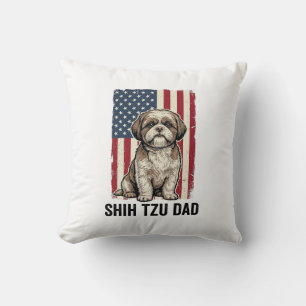Shih Tzu Vader Patriottisch Vintage Hond Shirt Ont Kussen