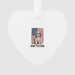 Shih Tzu Vader Patriottisch Vintage Hond Shirt Ont Ornament