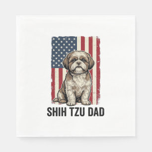 Shih Tzu Vader Patriottisch Vintage Hond Shirt Ont Servet