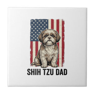 Shih Tzu Vader Patriottisch Vintage Hond Shirt Ont Tegeltje