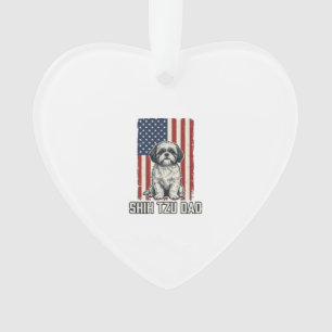 Shih Tzu Vader Patriottische Vlag Vintage Hond Shi Ornament