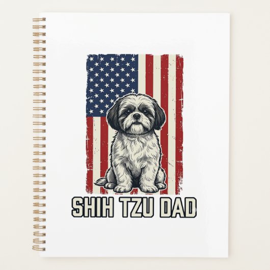 Shih Tzu Vader Patriottische Vlag Vintage Hond Shi Planner (Voorkant)