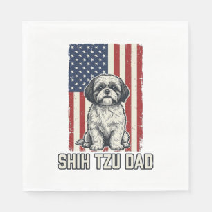Shih Tzu Vader Patriottische Vlag Vintage Hond Shi Servet