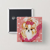 SHIH TZU VIERKANTE BUTTON 5,1 CM (Voorkant /achterkant)