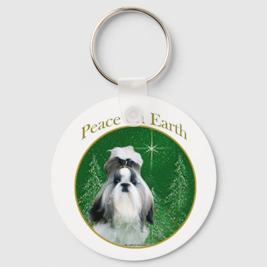 Shih Tzu Vrede op Aarde Sleutelhanger (Voorkant)