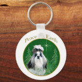 Shih Tzu Vrede op Aarde Sleutelhanger (Voorkant)