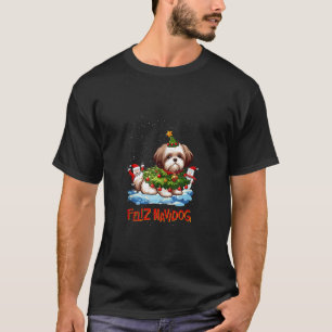 Shih Tzu Vrolijke Kerstboom Lichten Hond X Mas Hon T-shirt