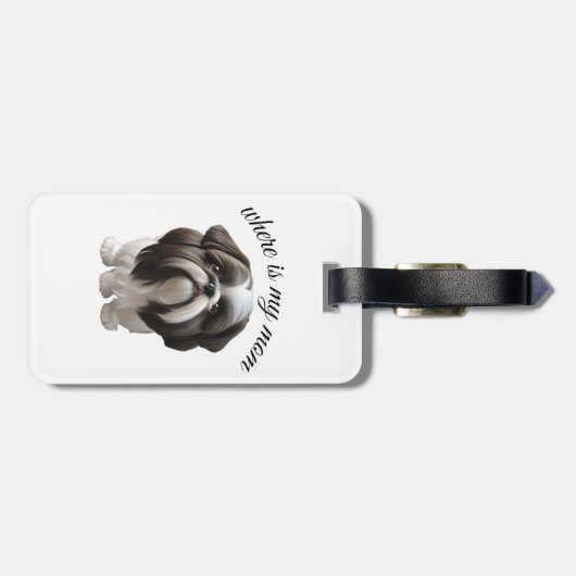 Shih Tzu - Waar is mijn moeder Bagagelabel (Achterkant horizontaal)
