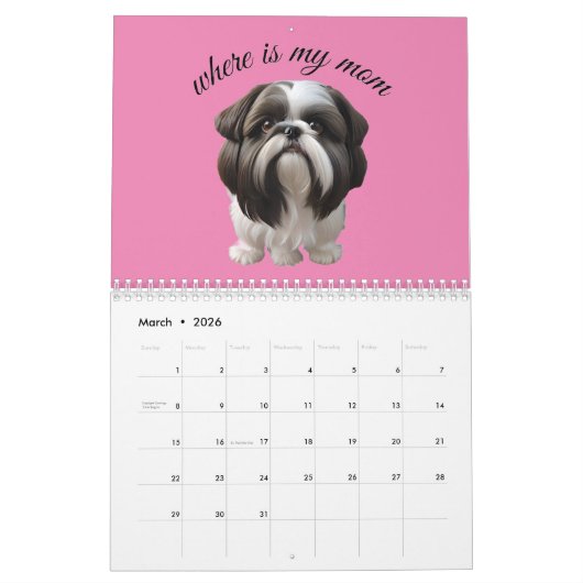 Shih Tzu - Waar is mijn moeder Kalender (Mar 2026)