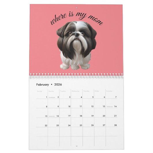 Shih Tzu - Waar is mijn moeder Kalender (Feb 2026)