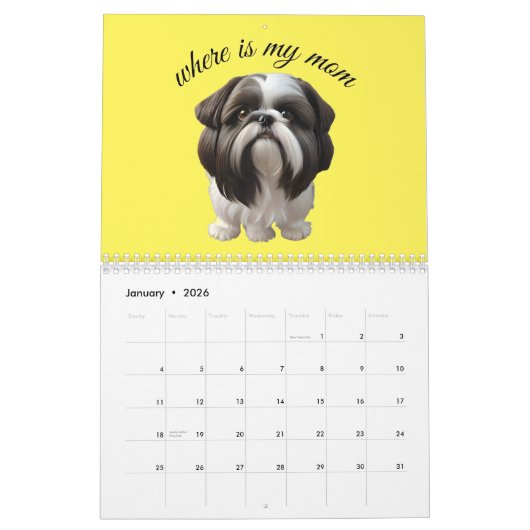 Shih Tzu - Waar is mijn moeder Kalender (Jan 2026)