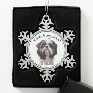 Shih Tzu - Waar is mijn moeder Tin Sneeuwvlok Ornament