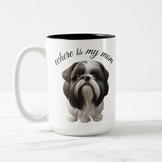 Shih Tzu - Waar is mijn moeder Tweekleurige Koffiemok (Links)