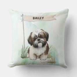Shih Tzu Watercolor Personalized Dog Kussen