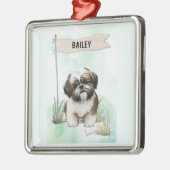  Shih Tzu Watercolor Personalized Dog Metalen Ornament (Links)