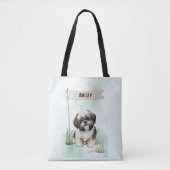 Shih Tzu Watercolor Personalized Dog Tote Bag (Voorkant)