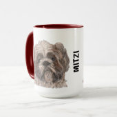 Shih Tzu Waterverf - Aangepast sleepnet Mok (Voorkant links)