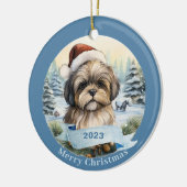 Shih Tzu waterverf hondenkunst Keramisch Ornament (Links)