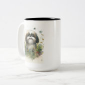 Shih Tzu Waterverf Whimsical Tweekleurige Koffiemok (Voorkant links)