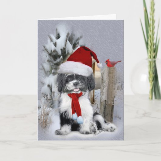 Shih Tzu winterscène Feestdagen Kaart (Voorkant)