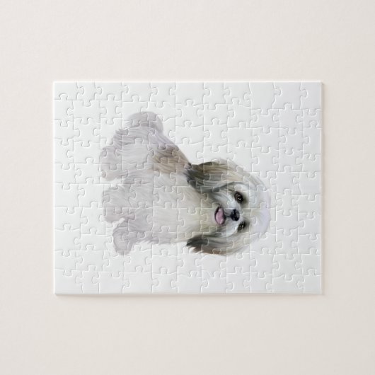 Shih Tzu - Wit met grijs-tan Legpuzzel (Horizontaal)