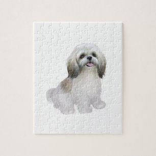 Shih Tzu - Wit met grijs-tan Legpuzzel