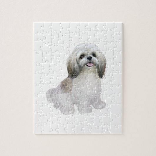 Shih Tzu - Wit met grijs-tan Legpuzzel (Verticaal)