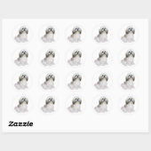 Shih Tzu - Wit met grijs-tan Ronde Sticker (Vel)