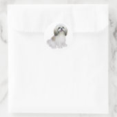 Shih Tzu - Wit met grijs-tan Ronde Sticker (Tas)