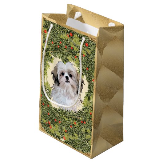 Shih Tzu Wreath Klein Cadeauzakje (Achterkant Gekanteld)