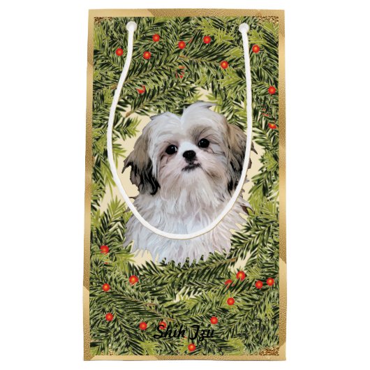 Shih Tzu Wreath Klein Cadeauzakje (Voorkant)