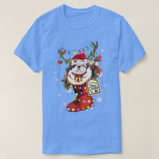 Shih Tzu Xmas begint met Kerstmis wintersneeuw T-shirt (Design voorkant)