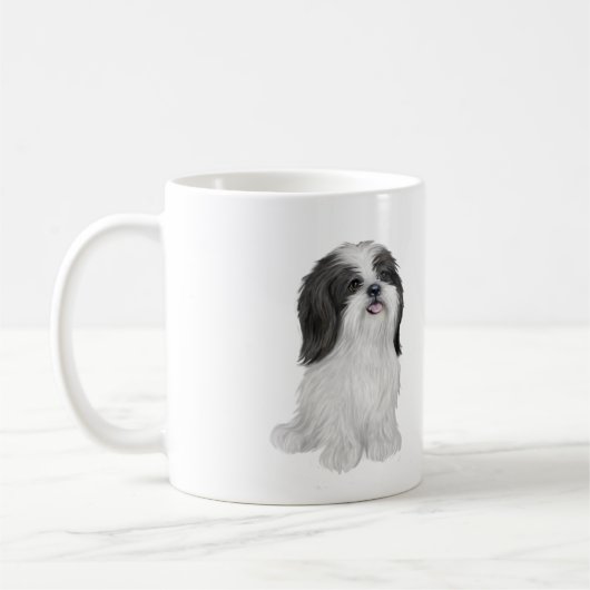 Shih Tzu - zwart-wit (door JF) Koffiemok (Links)