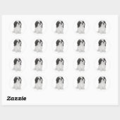 Shih Tzu - zwart-wit (door JF) Ronde Sticker (Vel)