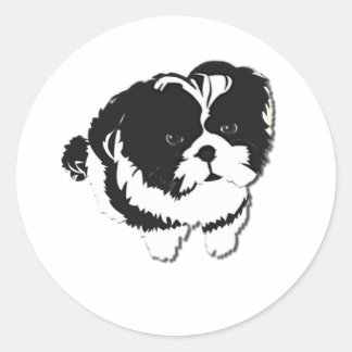 Shih Tzu Zwart Wit Hond Pet Ronde Sticker