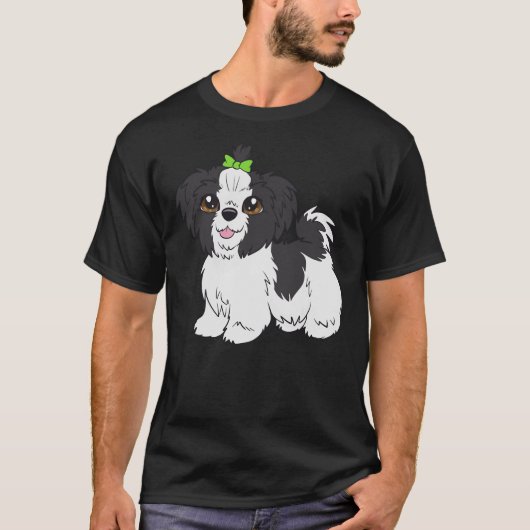 Shih Tzu (zwart-wit) T-shirt (Voorkant)