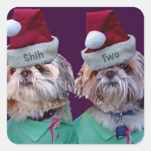 Shih Tzues Shih Twee Kerst sticker