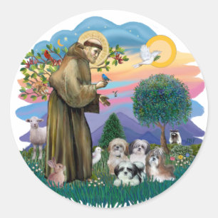 Shih Tzus (vier) Ronde Sticker