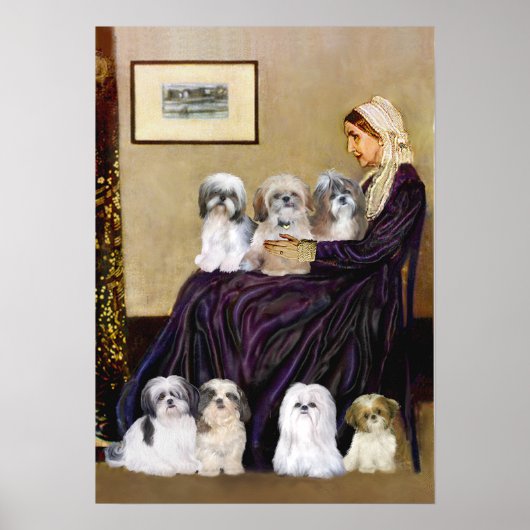 Shih Tzus (zeven) - Whistlers Moeder Poster (Voorkant)