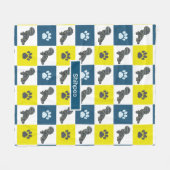 Shihpoo Dog & Paw Print Yellow Grid Silhouette Fleece Deken (Voorkant (Horizontaal))