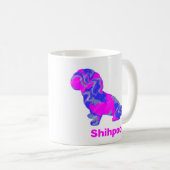 Shihpoo Dog Silhouette Crazy Hot Pink Koffiemok (Voorkant rechts)