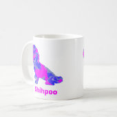 Shihpoo Dog Silhouette Crazy Hot Pink Koffiemok (Voorkant links)