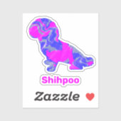 Shihpoo Dog Silhouette Crazy Hot Pink Sticker (Vel)
