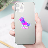 Shihpoo Dog Silhouette Crazy Hot Pink Sticker (Telefoon)