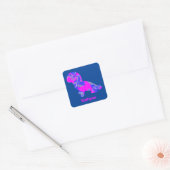 Shihpoo Dog Silhouette Crazy Hot Pink Vierkante Sticker (Envelop)