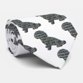 Shihpoo Dog Silhouette Yellow & Black Grid White Stropdas (Opgerold)